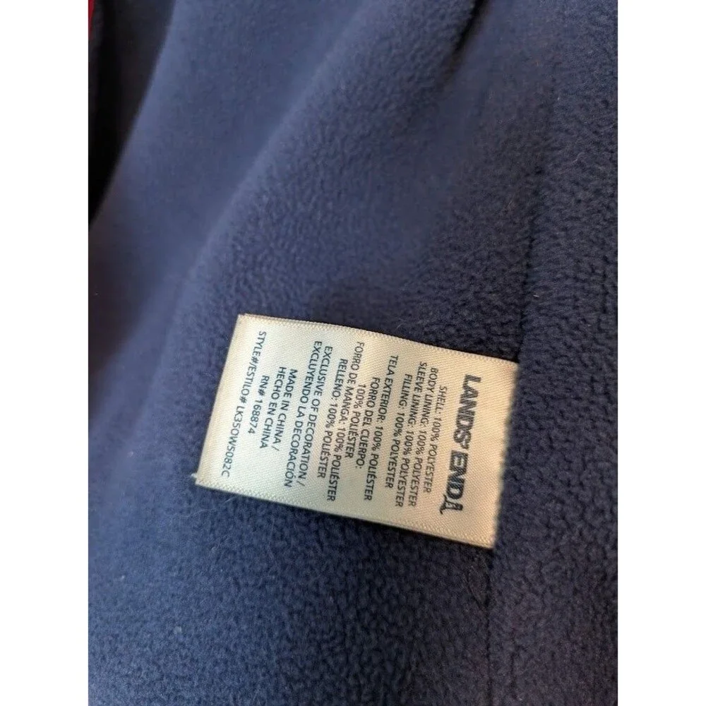Lands' End Red and Blue Puffer Jacket Youth Boys XS 5/6 Warm Winter Coat